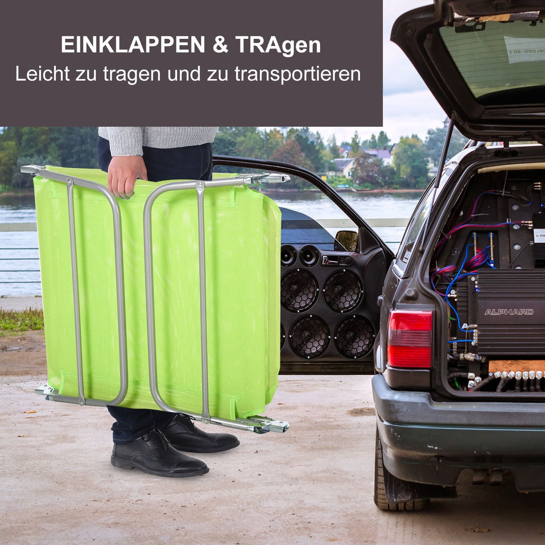 Sammenklappelig liggestol, havestol med nakkestøtte, justerbar liggestol med 5 positioner, campingstol, vægtkapacitet op til 120 kg, egnet til have, balkon og pool, 4 farver (grøn)