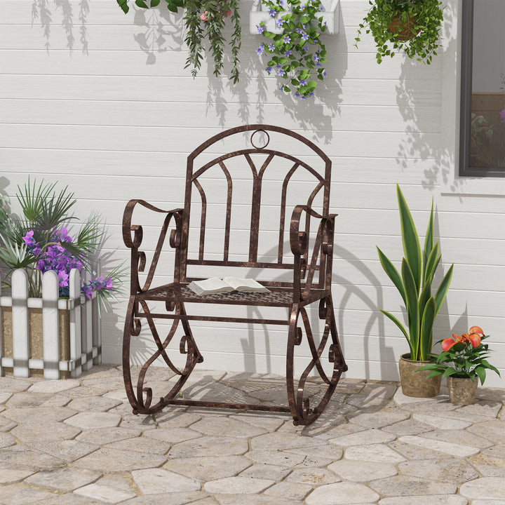 Gyngestol havestol, vintage design, 61 cm x 79 cm x 90 cm, brun + sort