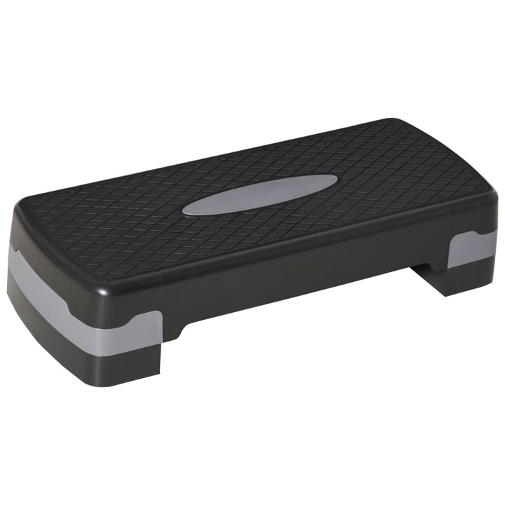 Stepper aerobic fitness home trainer stepper 2-trins højdejusterbar (10/15 cm) egnet til hjemme- og kontorbrug sort+grå 68 x 29 x 15 cm