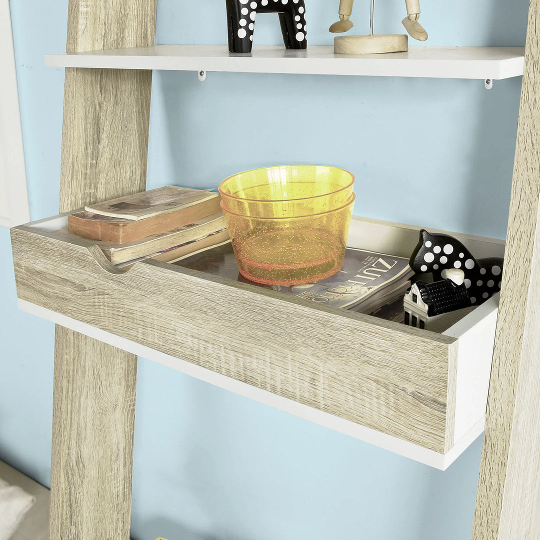 Moderne stigereol, B65 x D40 x H179 cm, naturfarvet og hvid