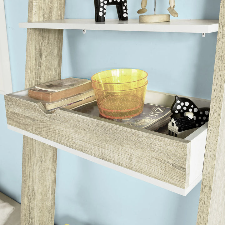 Moderne stigereol, B65 x D40 x H179 cm, naturfarvet og hvid