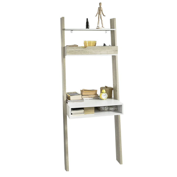 Moderne stigereol, B65 x D40 x H179 cm, naturfarvet og hvid
