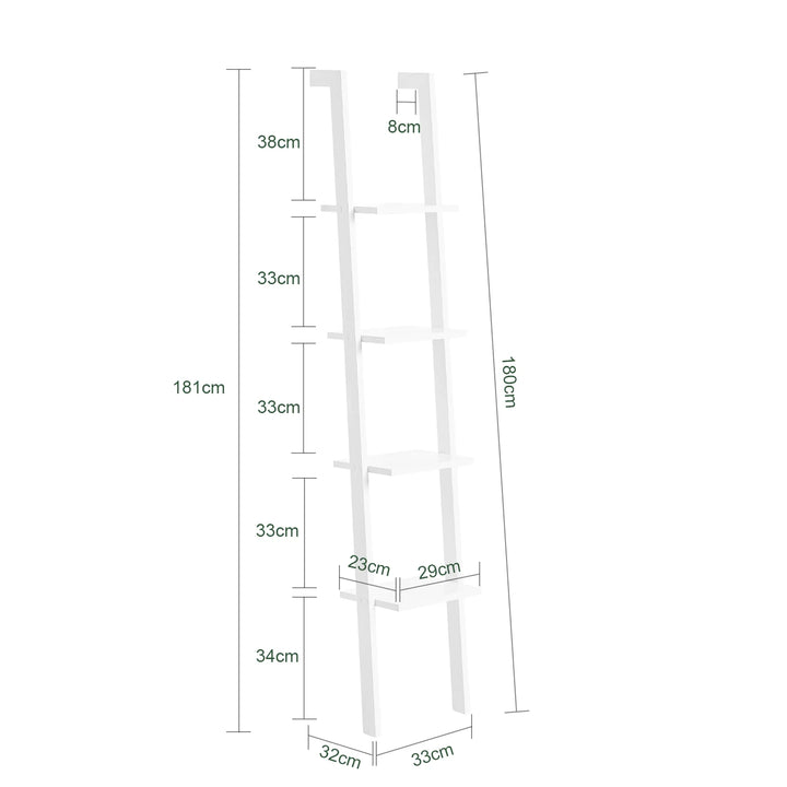 Dekorativ stigereol i bambus og MDF, 33 x 180 x 23 cm, hvid