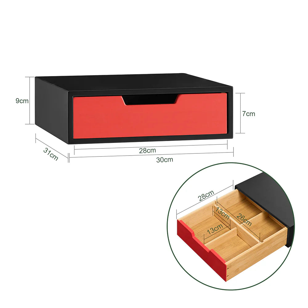 Kaffekapselholder, L30xB31xH9cm, rød og sort