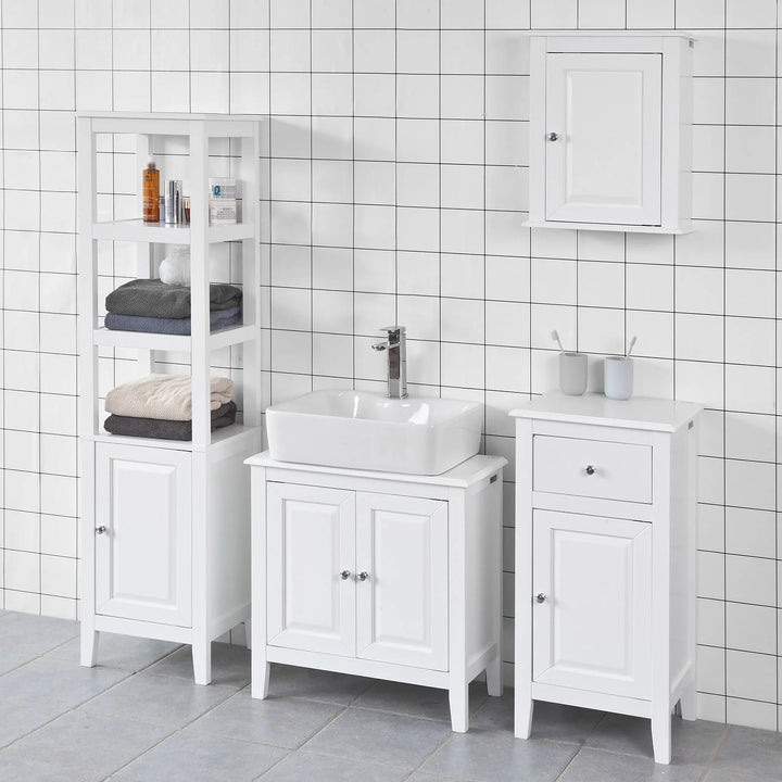 Reol til badeværelset, B40 x D33 x H150 cm, hvid