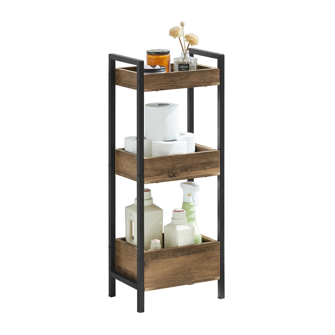 Reol i industrielt look, B28 x D20 x H74 cm, brun