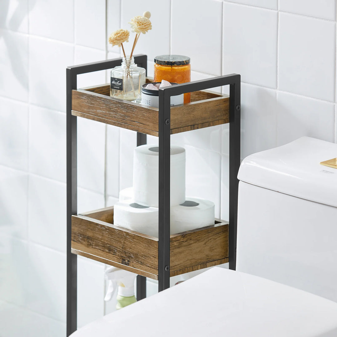Reol i industrielt look, B28 x D20 x H74 cm, brun