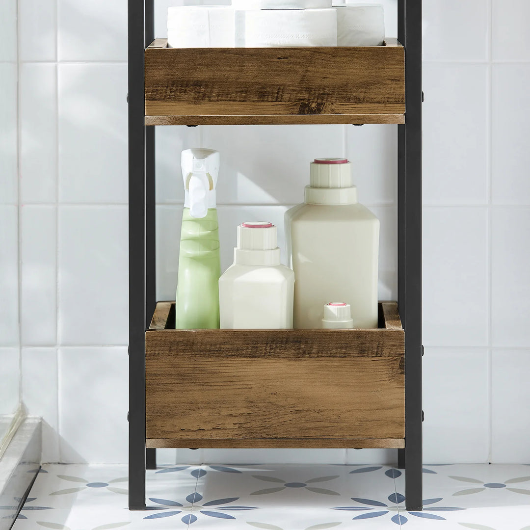 Reol i industrielt look, B28 x D20 x H74 cm, brun