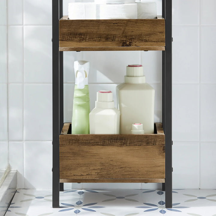 Reol i industrielt look, B28 x D20 x H74 cm, brun