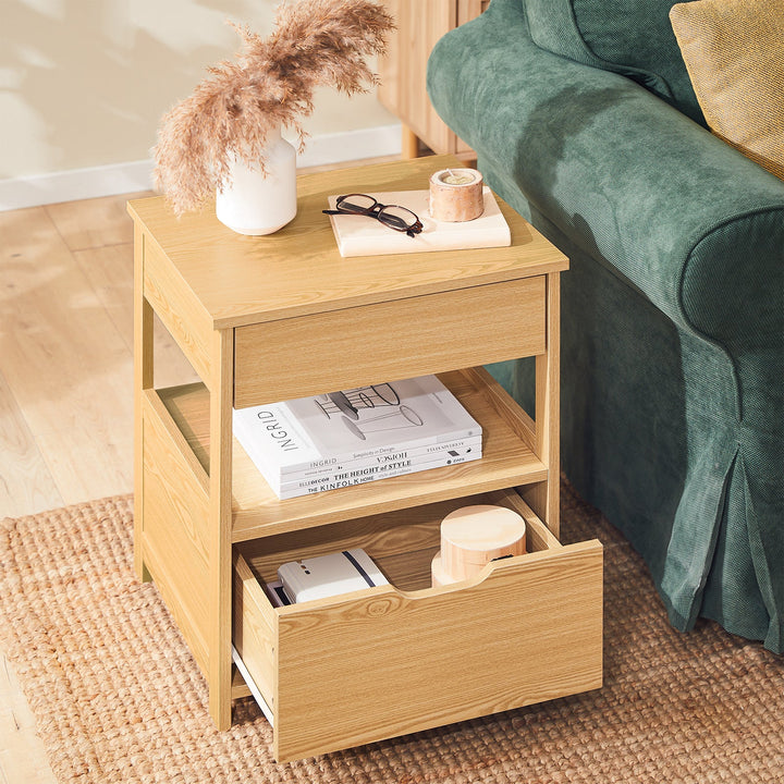 Natbord med 2 skuffer, L45cm x H55cm x D37cm, naturfarvet