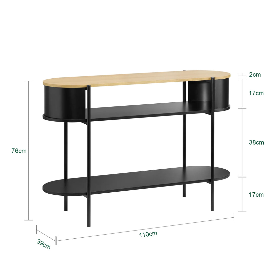 Elegant konsolbord i industrielt design (110 x 39 x 76 cm) i sort