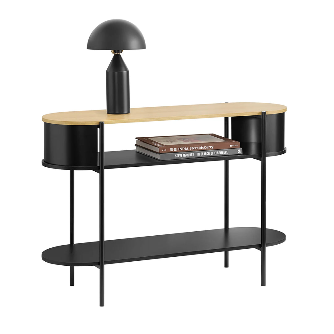 Elegant konsolbord i industrielt design (110 x 39 x 76 cm) i sort