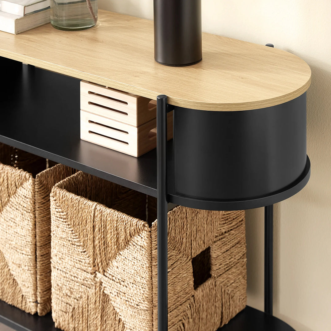 Elegant konsolbord i industrielt design (110 x 39 x 76 cm) i sort