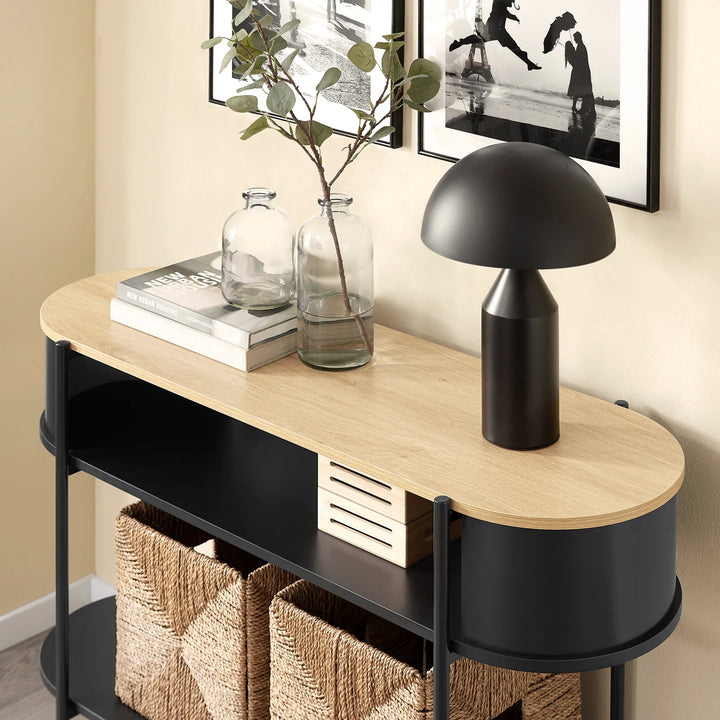 Elegant konsolbord i industrielt design (110 x 39 x 76 cm) i sort
