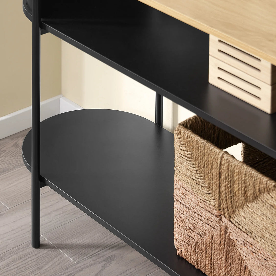 Elegant konsolbord i industrielt design (110 x 39 x 76 cm) i sort
