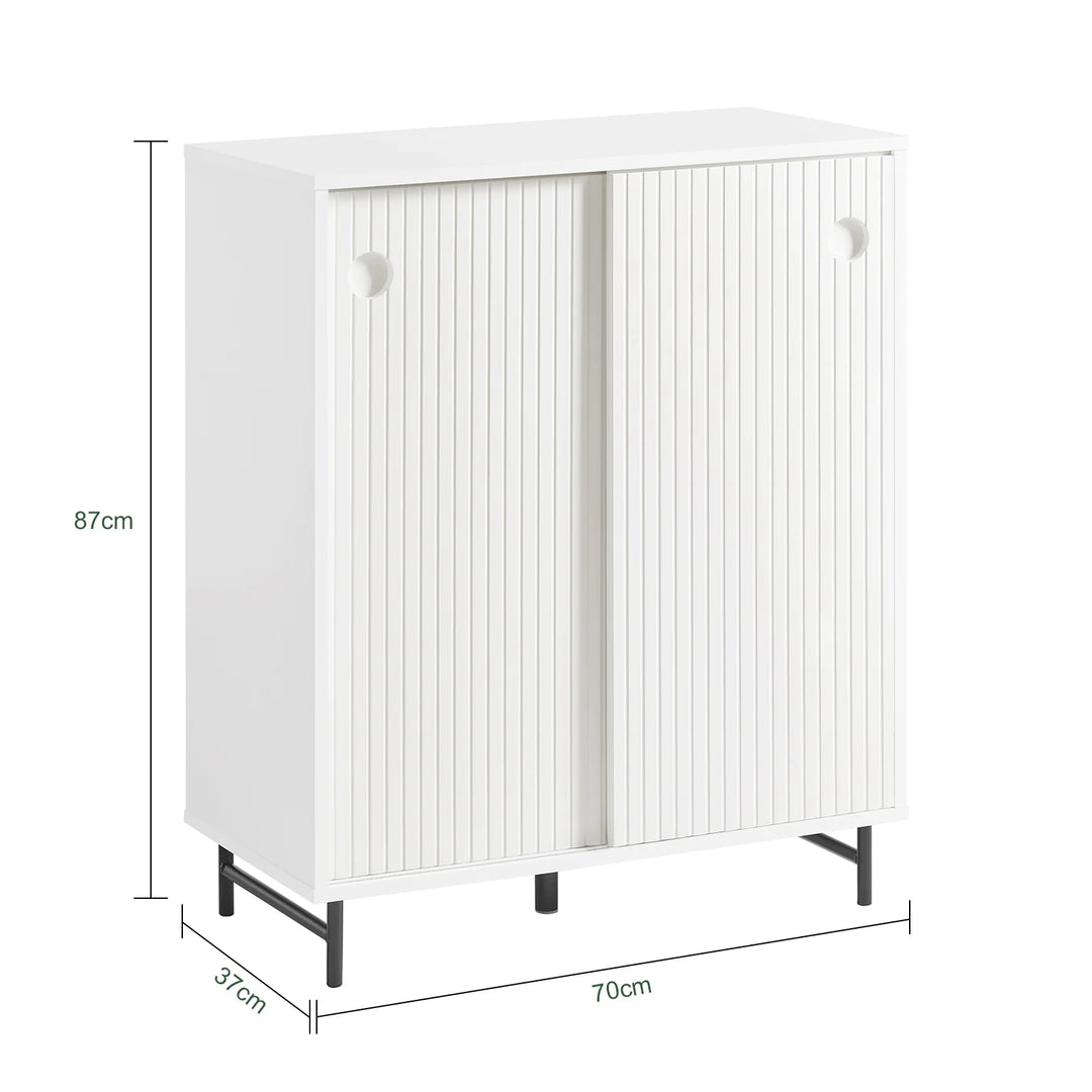 Smukt entrésæt med en kommode/skoskab og en skobænk, skandi-stil, hvid