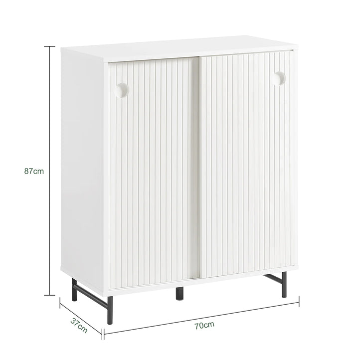 Smukt entrésæt med en kommode/skoskab og en skobænk, skandi-stil, hvid