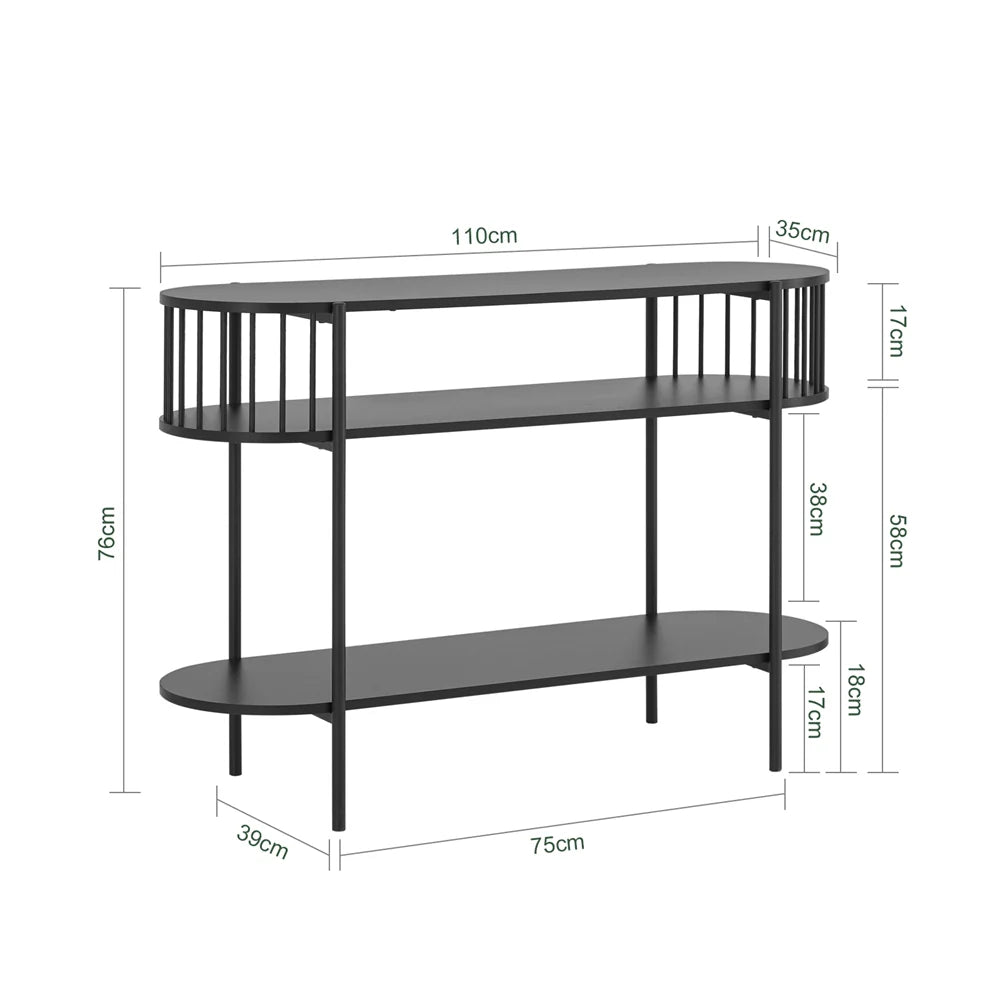 Moderne konsolbord / entrébord med hylde, L110xB35xH76 cm, sort