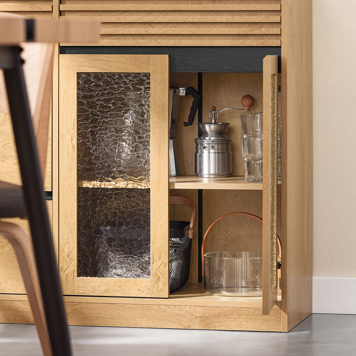 Vintage skænk i naturfarve med sorte detaljer - 112x40x89 cm - rummelig opbevaring