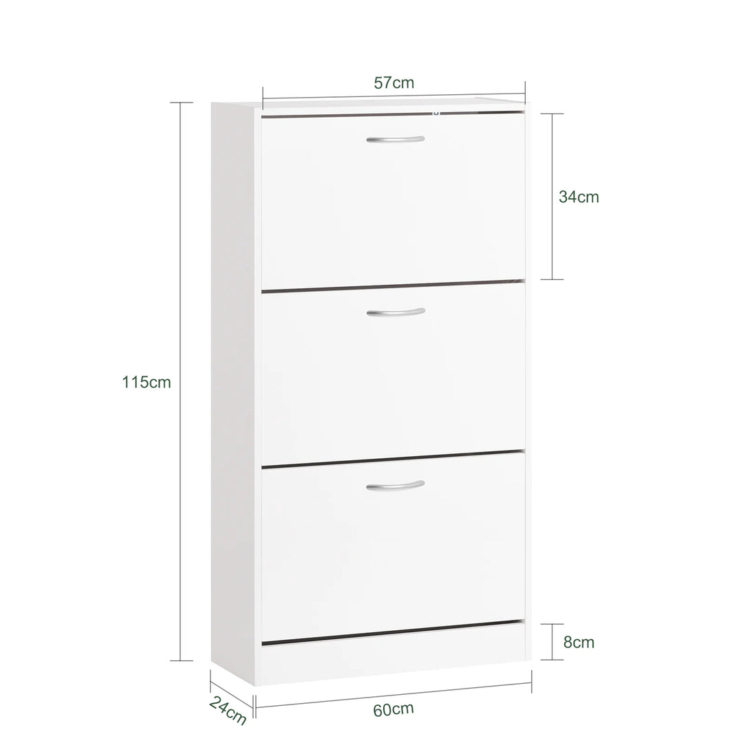 Elegant og minimalistisk skoskab i nordisk design, 60x24x115 cm, hvid