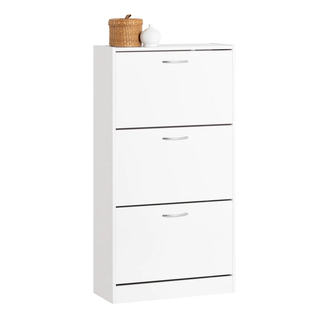 Elegant og minimalistisk skoskab i nordisk design, 60x24x115 cm, hvid