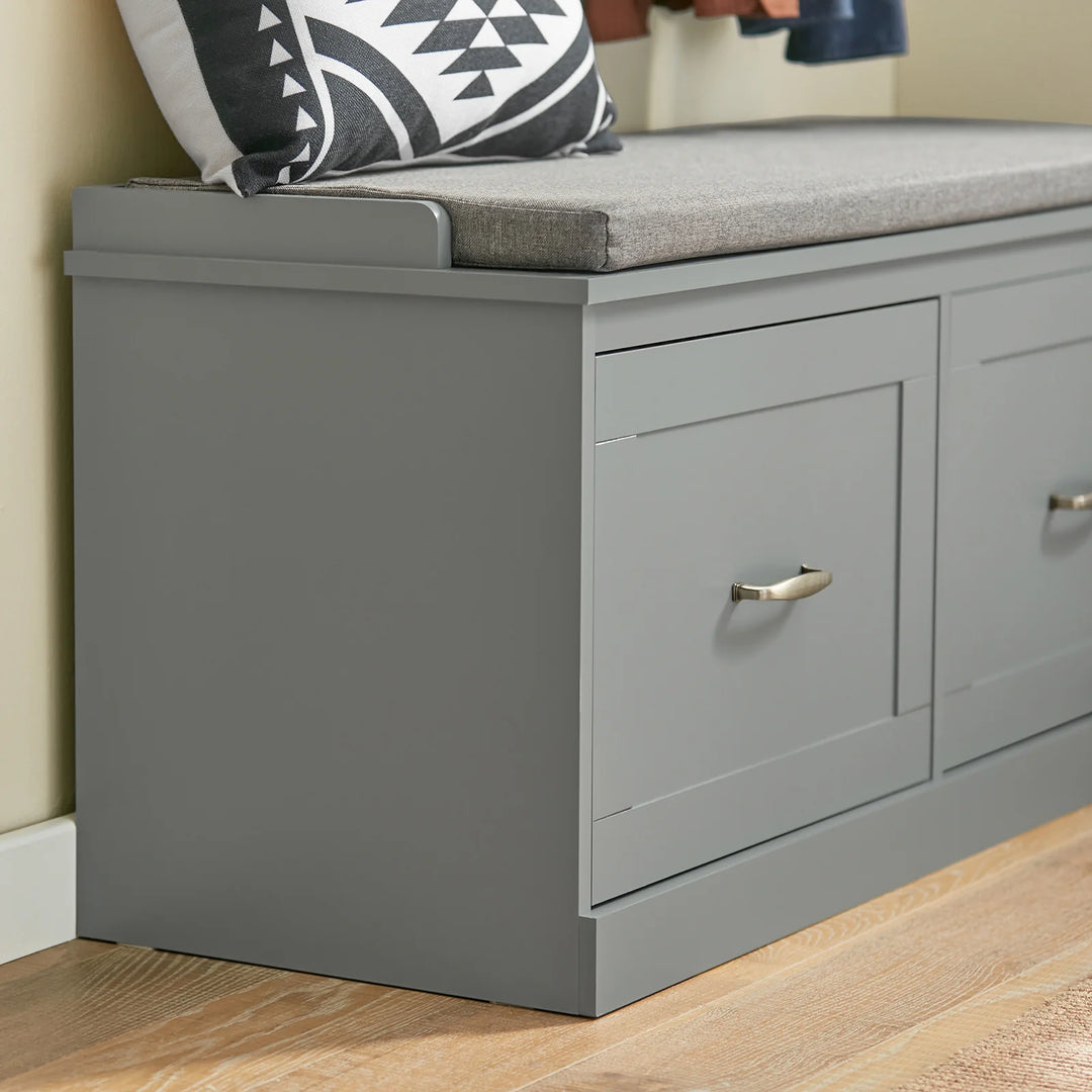 Moderne skobænk med opbevaring, L: 98 cm, D: 37 cm, H: 49 cm, grå