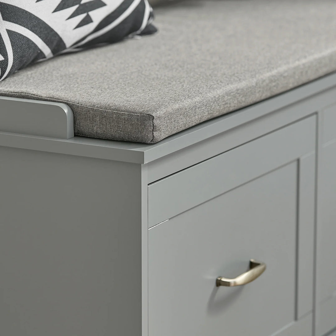 Moderne skobænk med opbevaring, L: 98 cm, D: 37 cm, H: 49 cm, grå