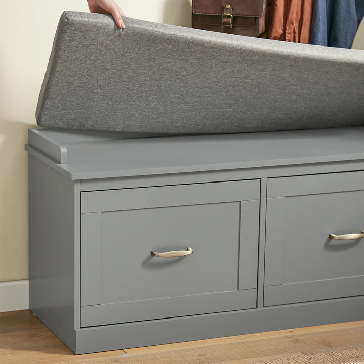 Moderne skobænk med opbevaring, L: 98 cm, D: 37 cm, H: 49 cm, grå