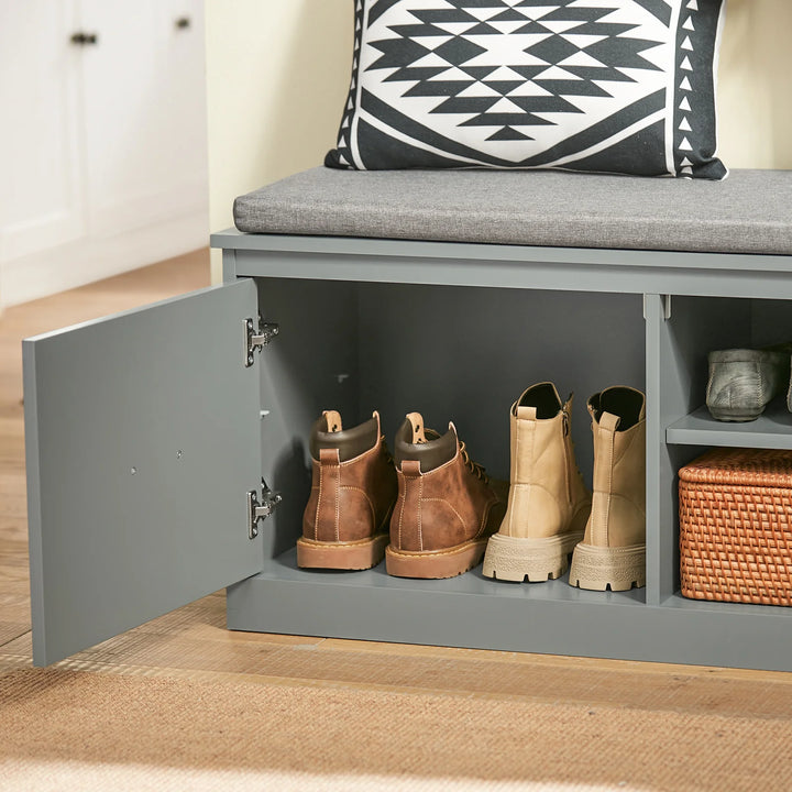 Moderne skobænk med opbevaring, L: 98 cm, D: 37 cm, H: 49 cm, grå