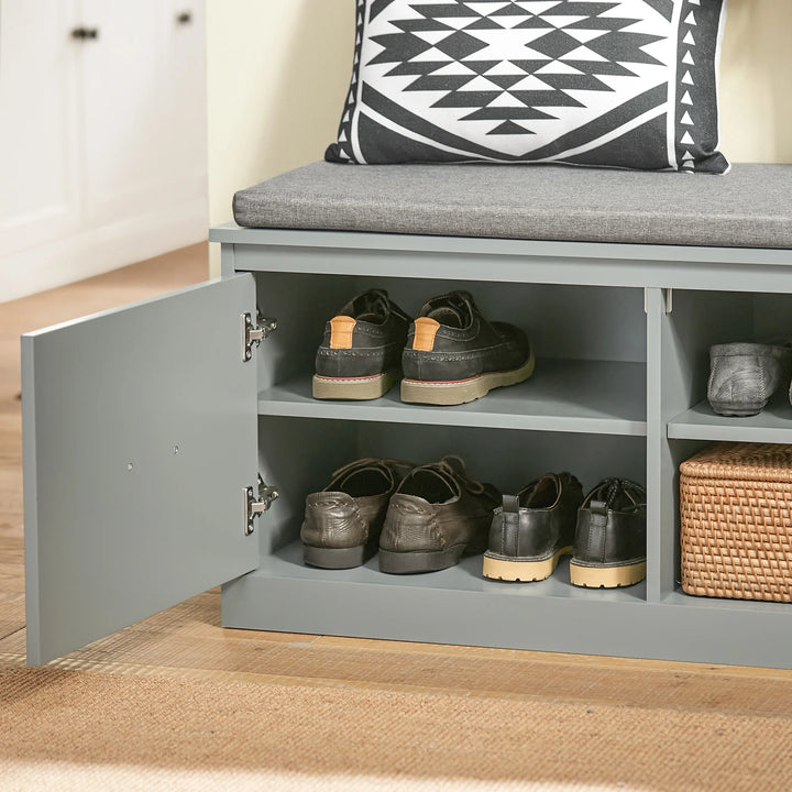 Moderne skobænk med opbevaring, L: 98 cm, D: 37 cm, H: 49 cm, grå