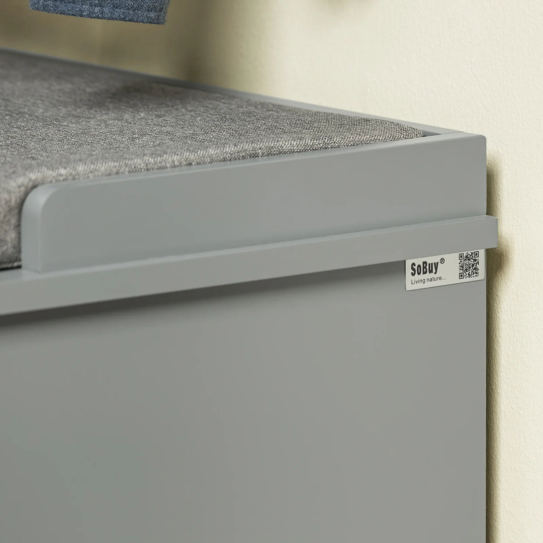 Moderne skobænk med opbevaring, L: 98 cm, D: 37 cm, H: 49 cm, grå