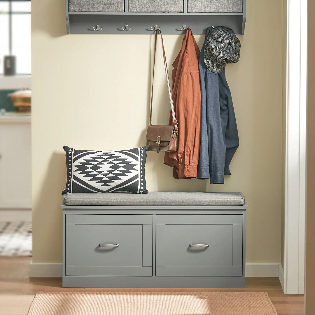 Moderne skobænk med opbevaring, L: 98 cm, D: 37 cm, H: 49 cm, grå