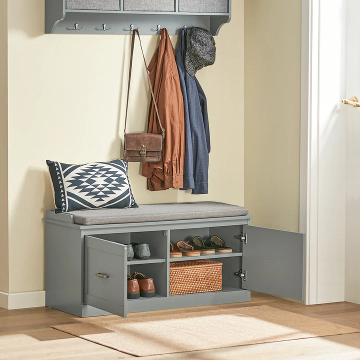 Moderne skobænk med opbevaring, L: 98 cm, D: 37 cm, H: 49 cm, grå