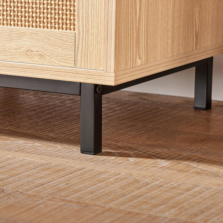 Entrésæt med skobænk og skoskab i smuk japandi-stil, naturfarvet