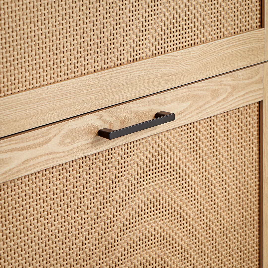 Entrésæt med skobænk og skoskab i smuk japandi-stil, naturfarvet