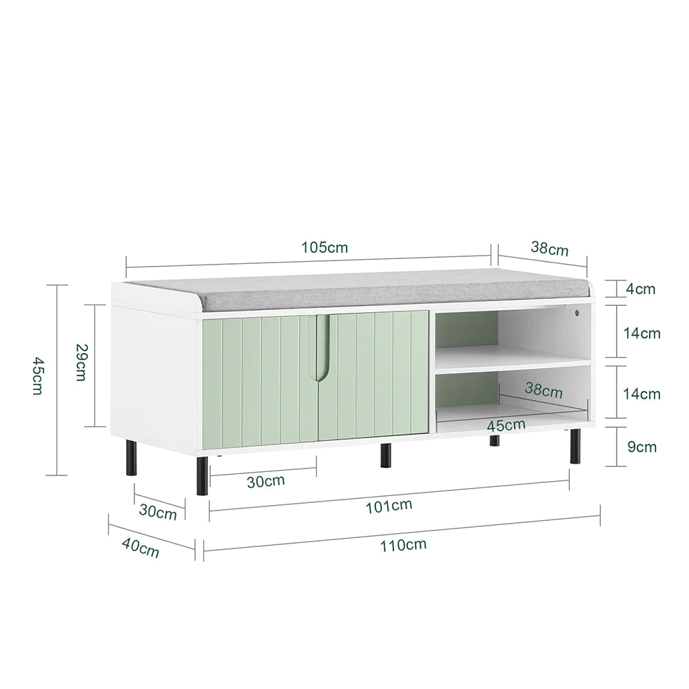 Stilfuld og trendy skobænk - Et elegant møbel til din entré, hvid og grøn