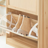 Stilfuldt skoskab med 2 rum - perfekt til små entreer, naturfarvet