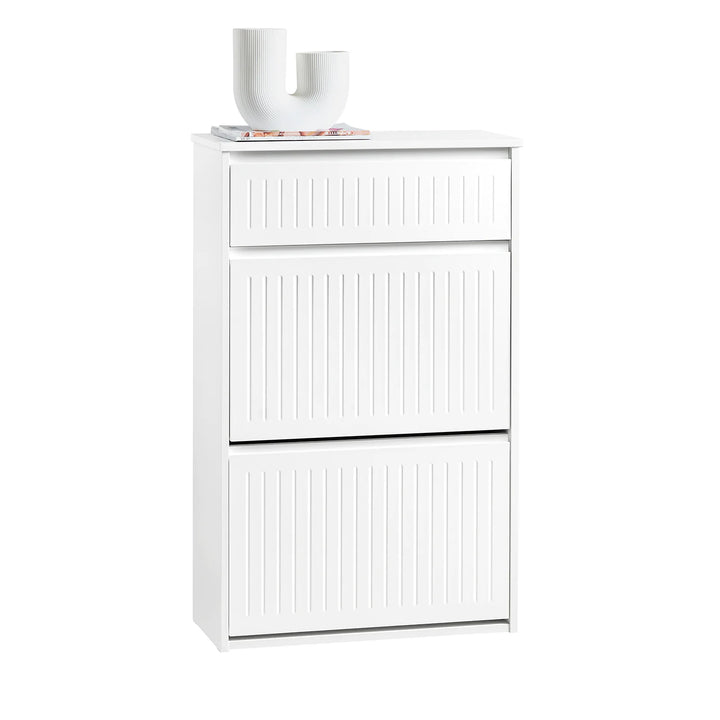 Entrésæt med skobænk og skoskab, skandinavisk stil, hvid