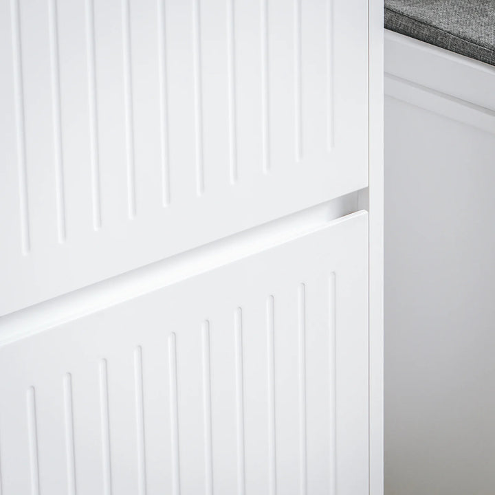 Entrésæt med skobænk og skoskab, skandinavisk stil, hvid