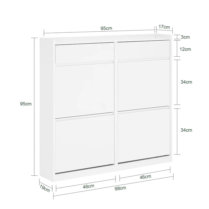 Elegant skoskab i skandinavisk design, 98x19x95 cm, hvid