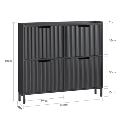 Maksimer din opbevaringsplads med dette smarte skoskab, L100xB19xH91 cm, sort