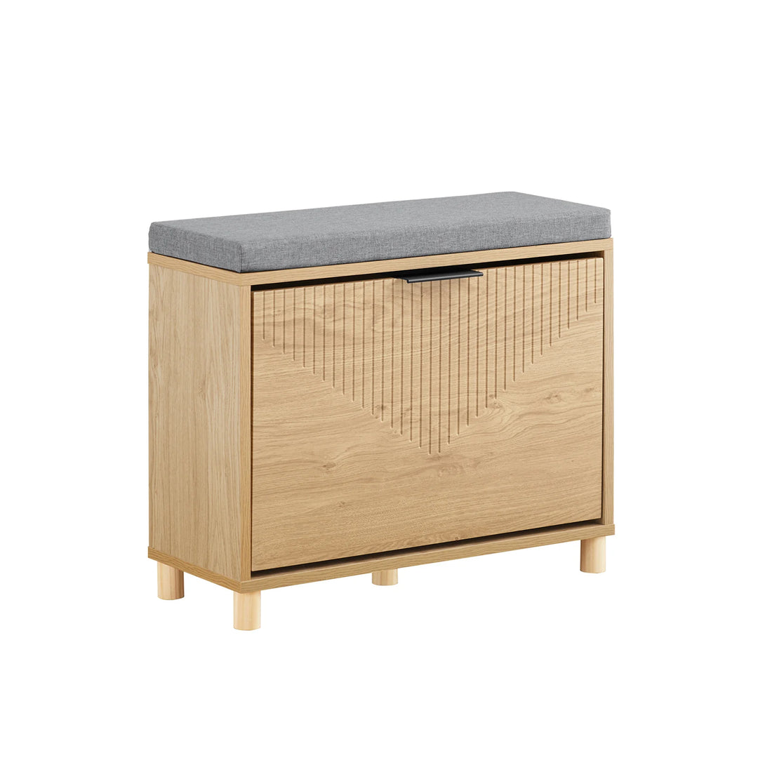 Skab orden i entréen med en smart skobænk i naturfarve og grå (60 x 24 x 50 cm)