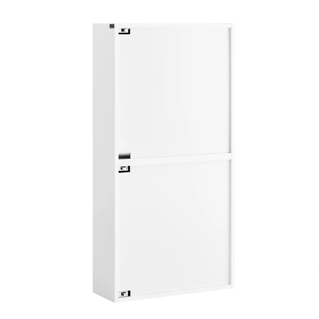 Ekstra smalt skoskab til entré med 19 cm dybde – justerbar montering vertikalt/horisontalt, hvid, 50 x 19 x 100 cm