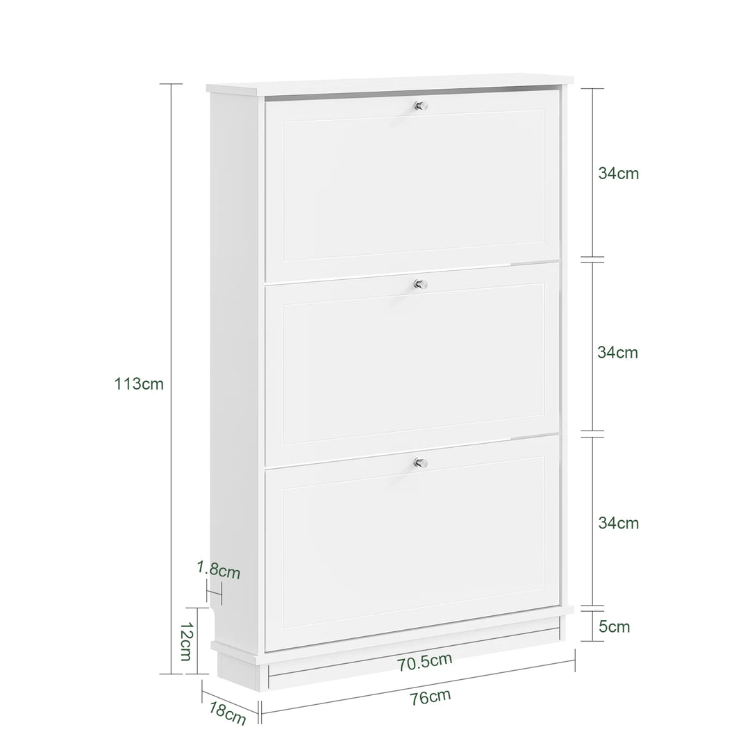 Ekstra smalt skoskab i hvid – kun 18 cm dybt, 105 × 18 × 78 cm