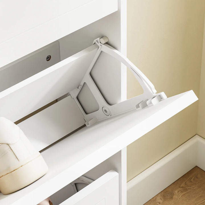 Ekstra smalt skoskab i hvid – kun 18 cm dybt, 105 × 18 × 78 cm