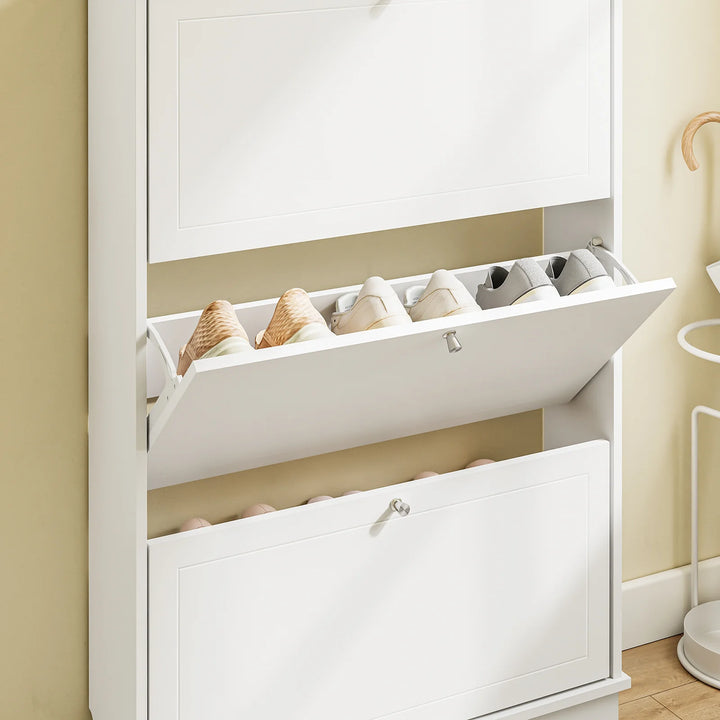 Ekstra smalt skoskab i hvid – kun 18 cm dybt, 105 × 18 × 78 cm