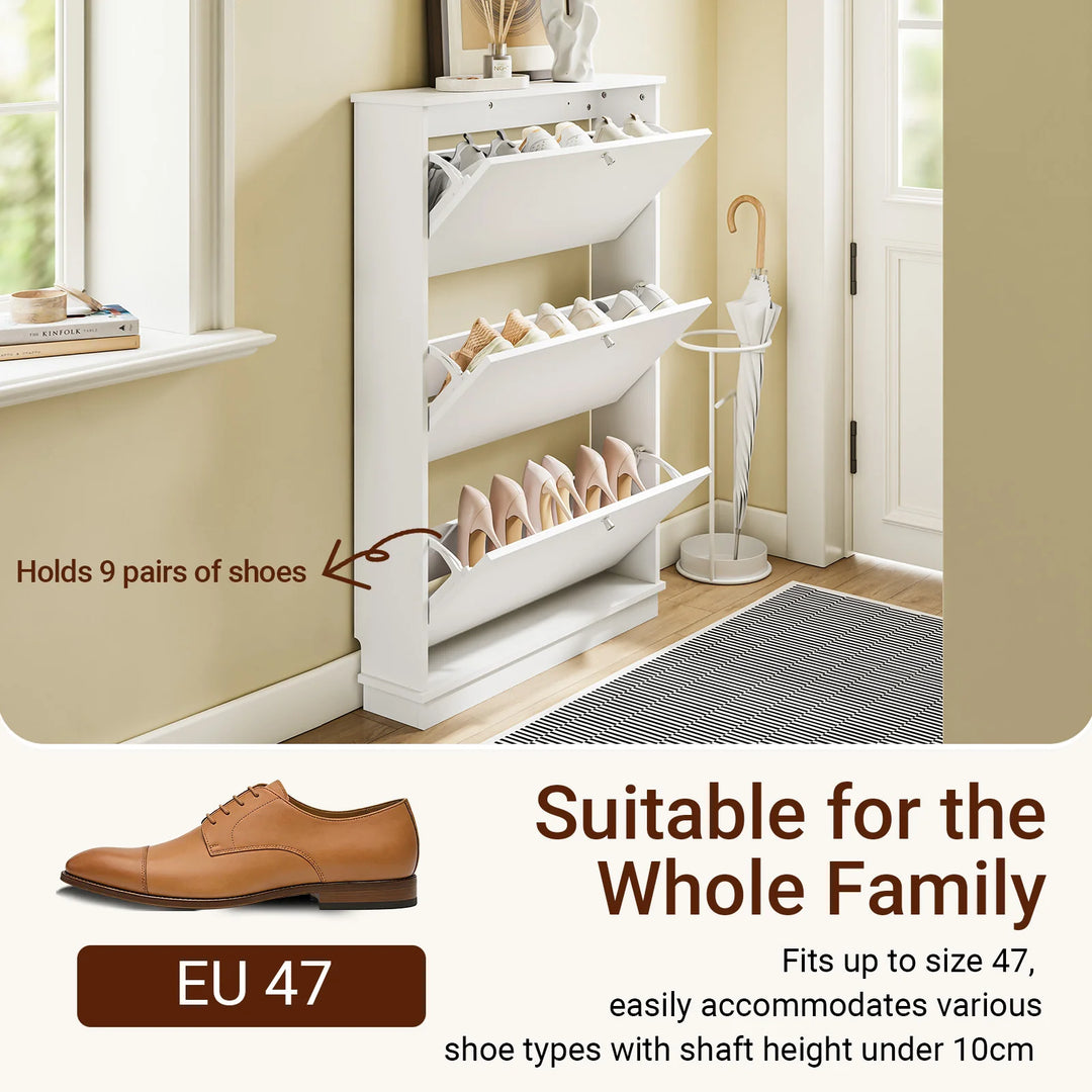 Ekstra smalt skoskab i hvid – kun 18 cm dybt, 105 × 18 × 78 cm