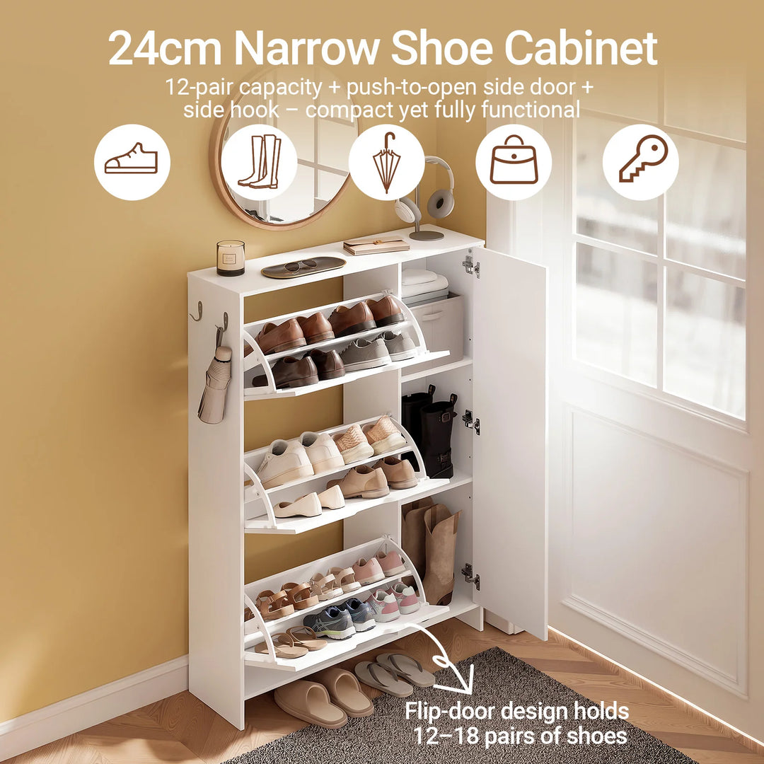 Ekstra smalt skoskab, kun 24,1 cm dybt, nordisk design