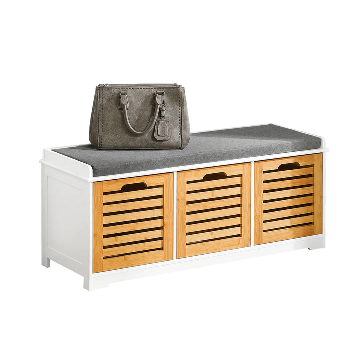 Skobænk / entrébænk med 3 rummelige kasser, L105 x B35 x H43 cm, flerfarvet