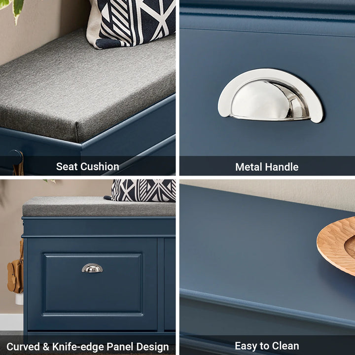 Entrésæt med skobænk og skoskab, skandinavisk stil, blå